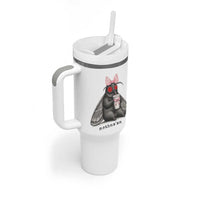 Funny Mothman Mothma'am Cute Pink Bow Coquette Tumbler With Handle