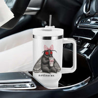Funny Mothman Mothma'am Cute Pink Bow Coquette Tumbler With Handle