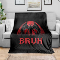 Funny Bruh Mothman Throw Blanket Cryptozoology Cryptid Humor Weirdcore Horror Moon