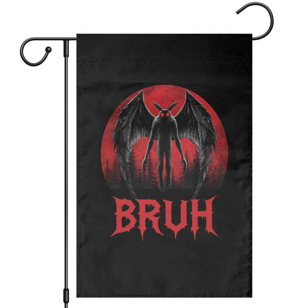 Funny Bruh Mothman Garden Flag Cryptozoology Cryptid Humor Weirdcore Horror Moon