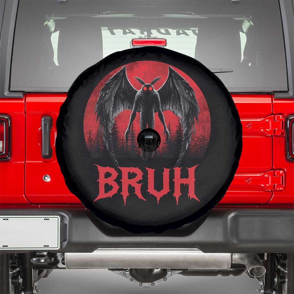 Funny Bruh Mothman Spare Tire Cover Cryptozoology Cryptid Humor Weirdcore Horror Moon