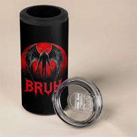 Funny Bruh Mothman 4 in 1 Can Cooler Tumbler Cryptozoology Cryptid Humor Weirdcore Horror Moon