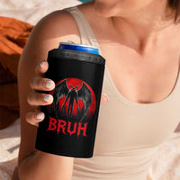 Funny Bruh Mothman 4 in 1 Can Cooler Tumbler Cryptozoology Cryptid Humor Weirdcore Horror Moon
