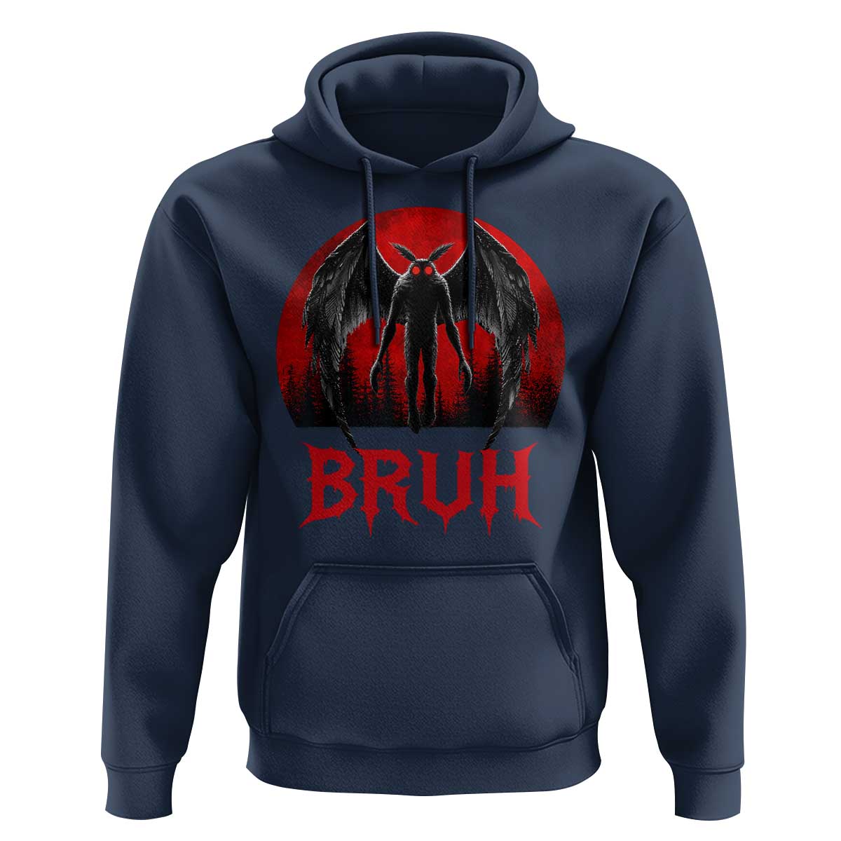 Funny Bruh Mothman Hoodie Cryptozoology Cryptid Humor Weirdcore Horror Moon