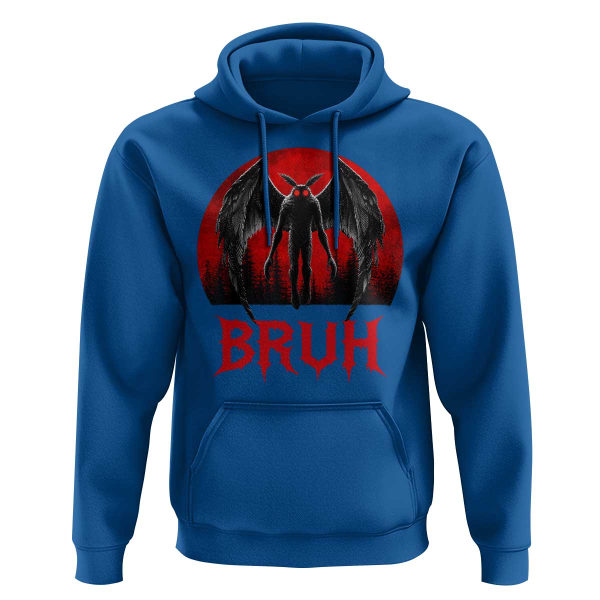 Funny Bruh Mothman Hoodie Cryptozoology Cryptid Humor Weirdcore Horror Moon