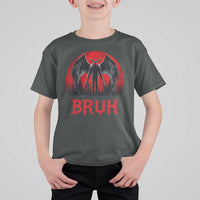 Funny Bruh Mothman T Shirt For Kid Cryptozoology Cryptid Humor Weirdcore Horror Moon