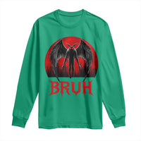 Funny Bruh Mothman Long Sleeve Shirt Cryptozoology Cryptid Humor Weirdcore Horror Moon