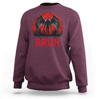 Funny Bruh Mothman Sweatshirt Cryptozoology Cryptid Humor Weirdcore Horror Moon