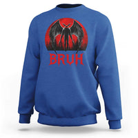 Funny Bruh Mothman Sweatshirt Cryptozoology Cryptid Humor Weirdcore Horror Moon
