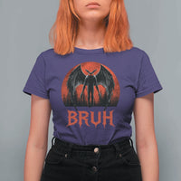 Funny Bruh Mothman T Shirt For Women Cryptozoology Cryptid Humor Weirdcore Horror Moon