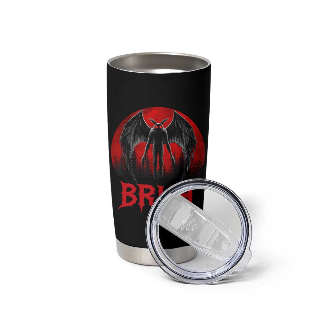 Funny Bruh Mothman Tumbler Cup Cryptozoology Cryptid Humor Weirdcore Horror Moon