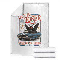 Funny Mothman Throw Blanket Get In Loser We Are Going Lurking Cryptid Lover