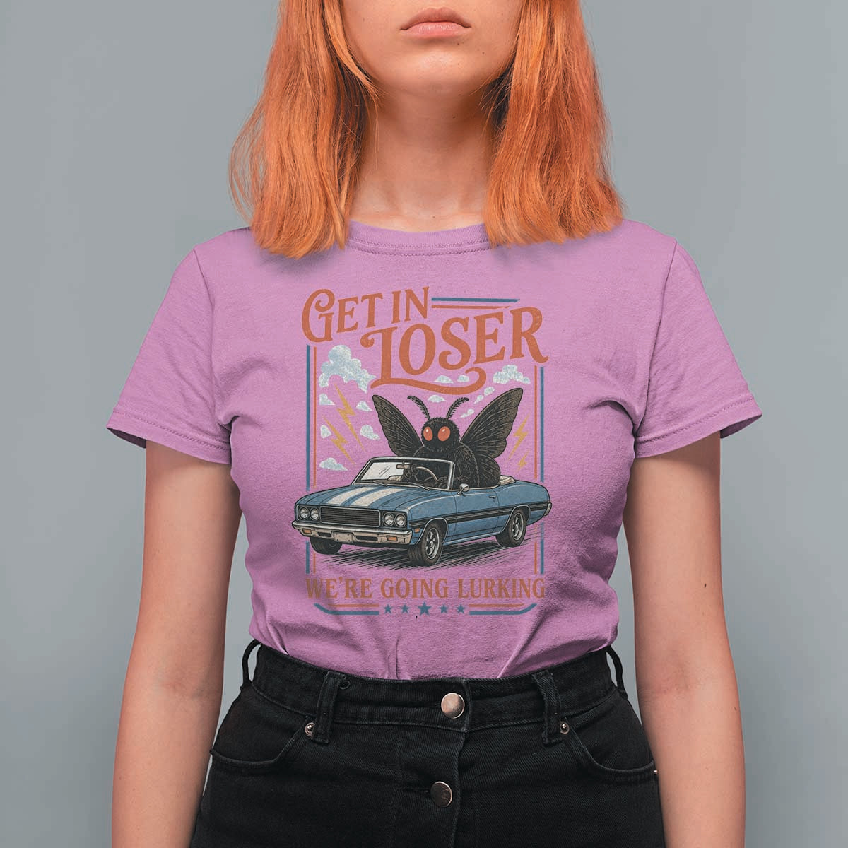 Funny Mothman T Shirt For Women Get In Loser We Are Going Lurking Cryptid Lover