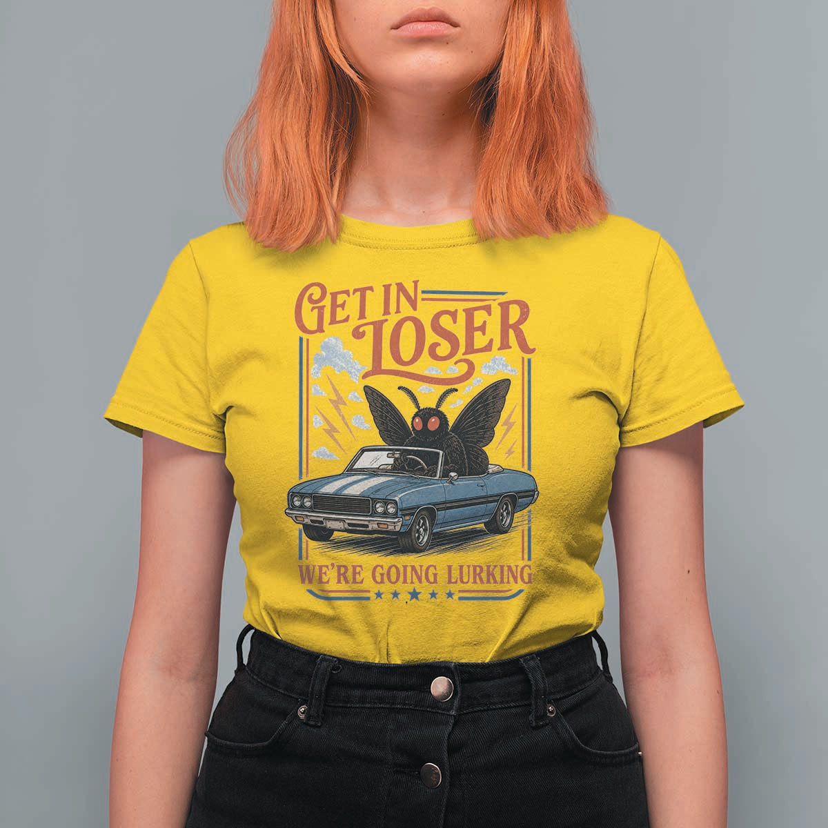 Funny Mothman T Shirt For Women Get In Loser We Are Going Lurking Cryptid Lover