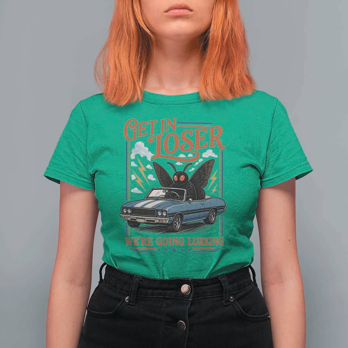 Funny Mothman T Shirt For Women Get In Loser We Are Going Lurking Cryptid Lover