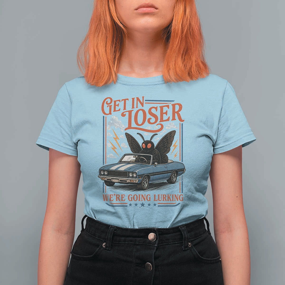 Funny Mothman T Shirt For Women Get In Loser We Are Going Lurking Cryptid Lover