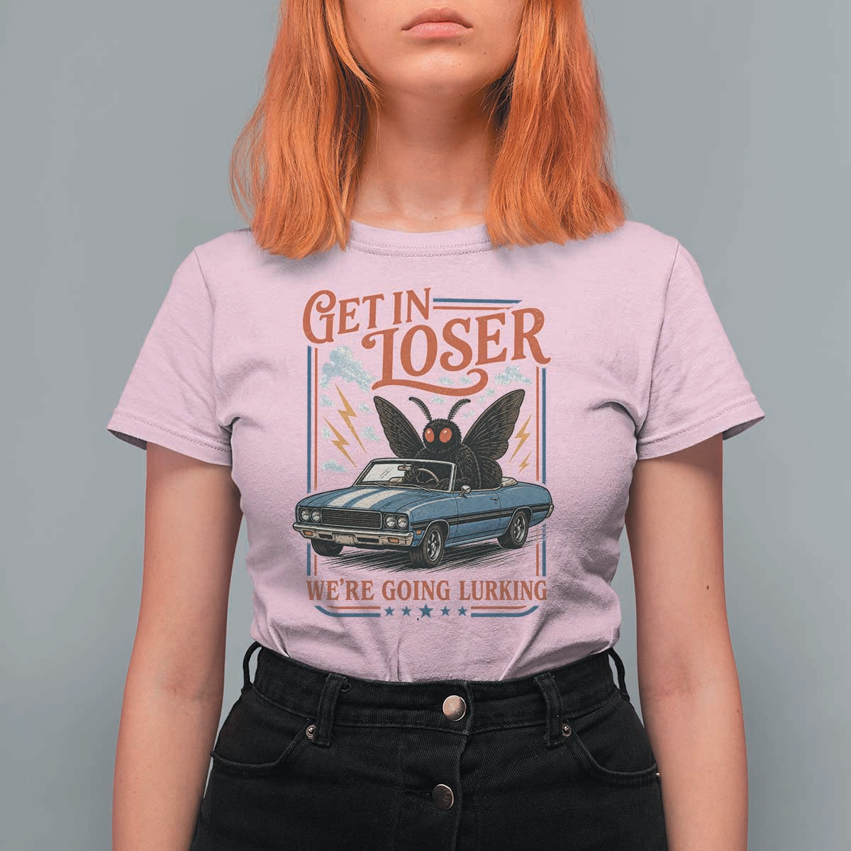 Funny Mothman T Shirt For Women Get In Loser We Are Going Lurking Cryptid Lover