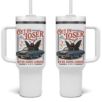 Funny Mothman Tumbler With Handle Get In Loser We Are Going Lurking Cryptid Lover