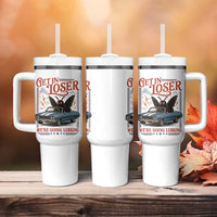 Funny Mothman Tumbler With Handle Get In Loser We Are Going Lurking Cryptid Lover