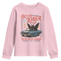 Funny Mothman Youth Sweatshirt Get In Loser We Are Going Lurking Cryptid Lover