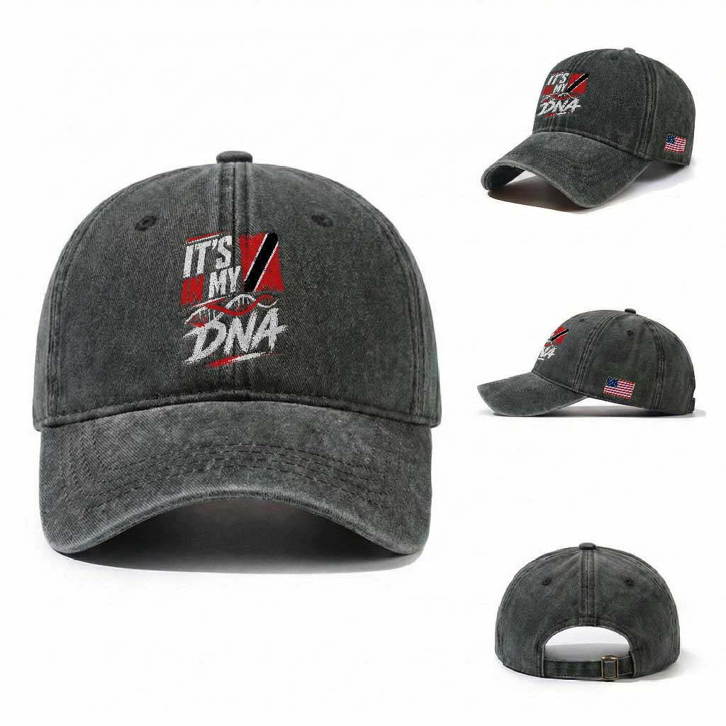 It Is in My DNA Trinidad and Tobago Washed Cotton Baseball Cap Trinidadian Flag Roots
