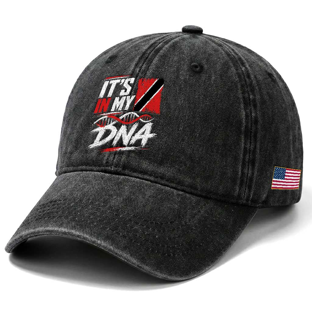 It Is in My DNA Trinidad and Tobago Washed Cotton Baseball Cap Trinidadian Flag Roots