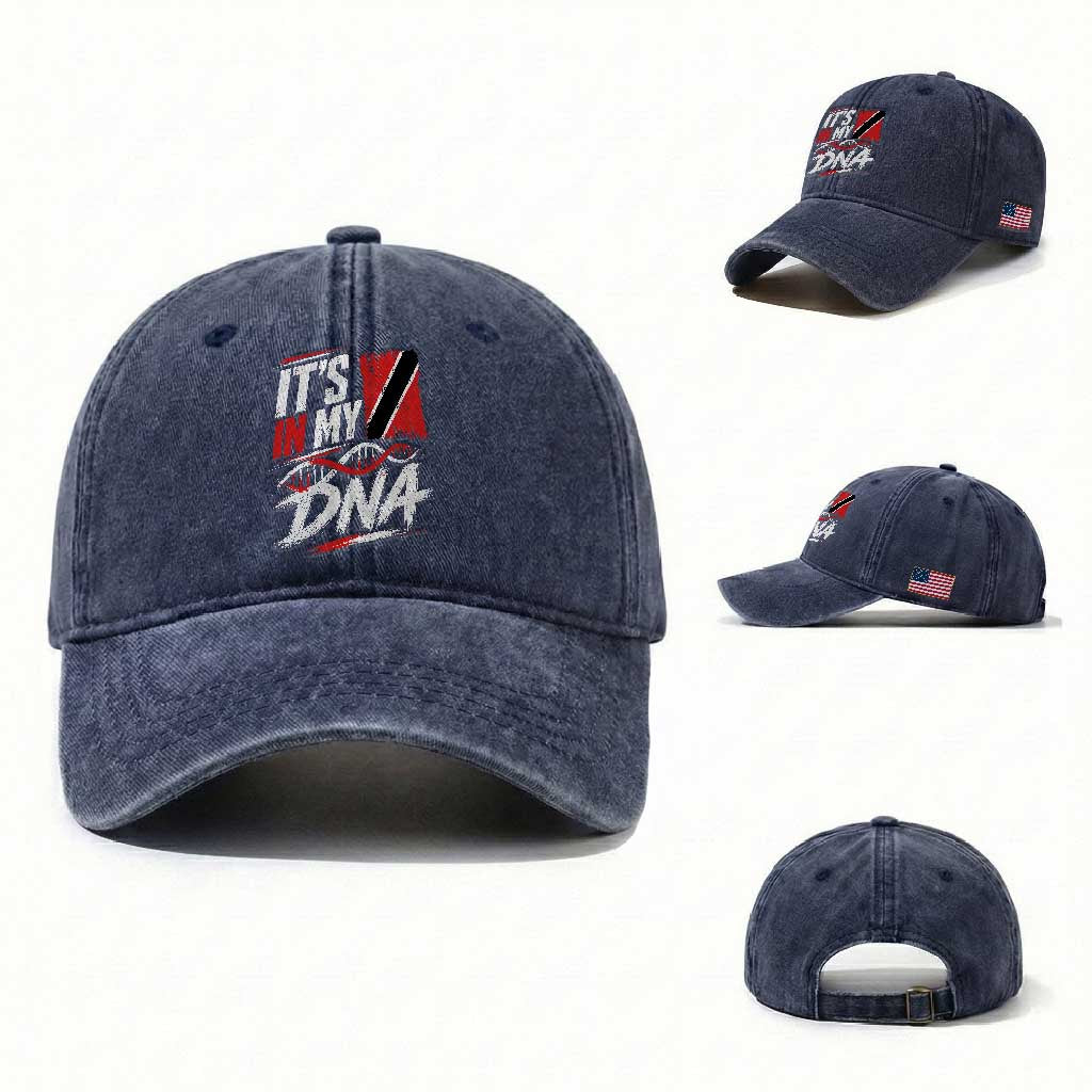It Is in My DNA Trinidad and Tobago Washed Cotton Baseball Cap Trinidadian Flag Roots