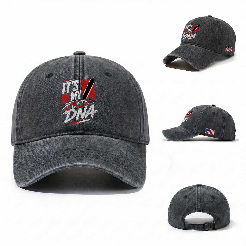 It Is in My DNA Trinidad and Tobago Washed Cotton Baseball Cap Trinidadian Flag Roots