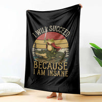 I Will Succeed Because I Am Insane Funny Frog Riding Alligator Throw Blanket