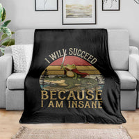 I Will Succeed Because I Am Insane Funny Frog Riding Alligator Throw Blanket