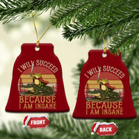 I Will Succeed Because I Am Insane Funny Frog Riding Alligator Ceramic Ornament