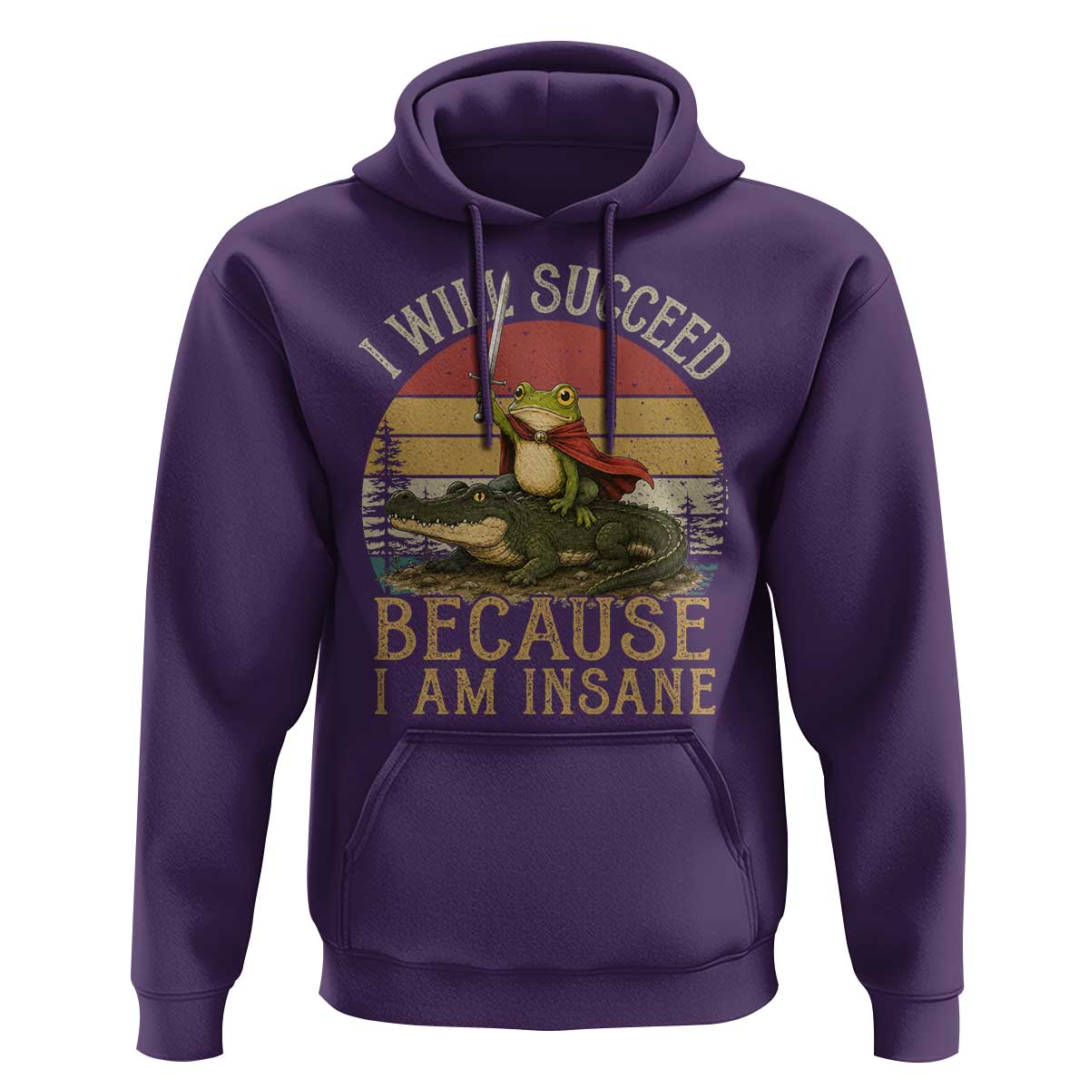 I Will Succeed Because I Am Insane Funny Frog Riding Alligator Hoodie