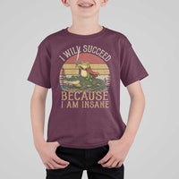 I Will Succeed Because I Am Insane Funny Frog Riding Alligator T Shirt For Kid