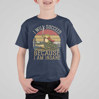 I Will Succeed Because I Am Insane Funny Frog Riding Alligator T Shirt For Kid