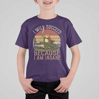 I Will Succeed Because I Am Insane Funny Frog Riding Alligator T Shirt For Kid