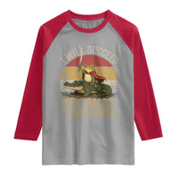 I Will Succeed Because I Am Insane Funny Frog Riding Alligator Raglan Shirt