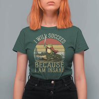 I Will Succeed Because I Am Insane Funny Frog Riding Alligator T Shirt For Women