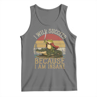 I Will Succeed Because I Am Insane Funny Frog Riding Alligator Tank Top
