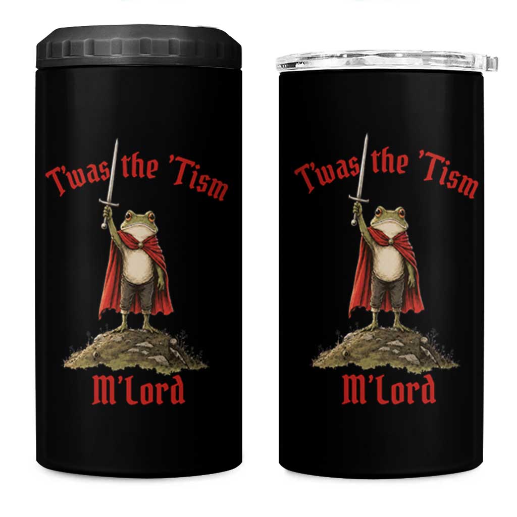 Funny Twas The Tism M Lord Medieval Knight Frog 4 in 1 Can Cooler Tumbler