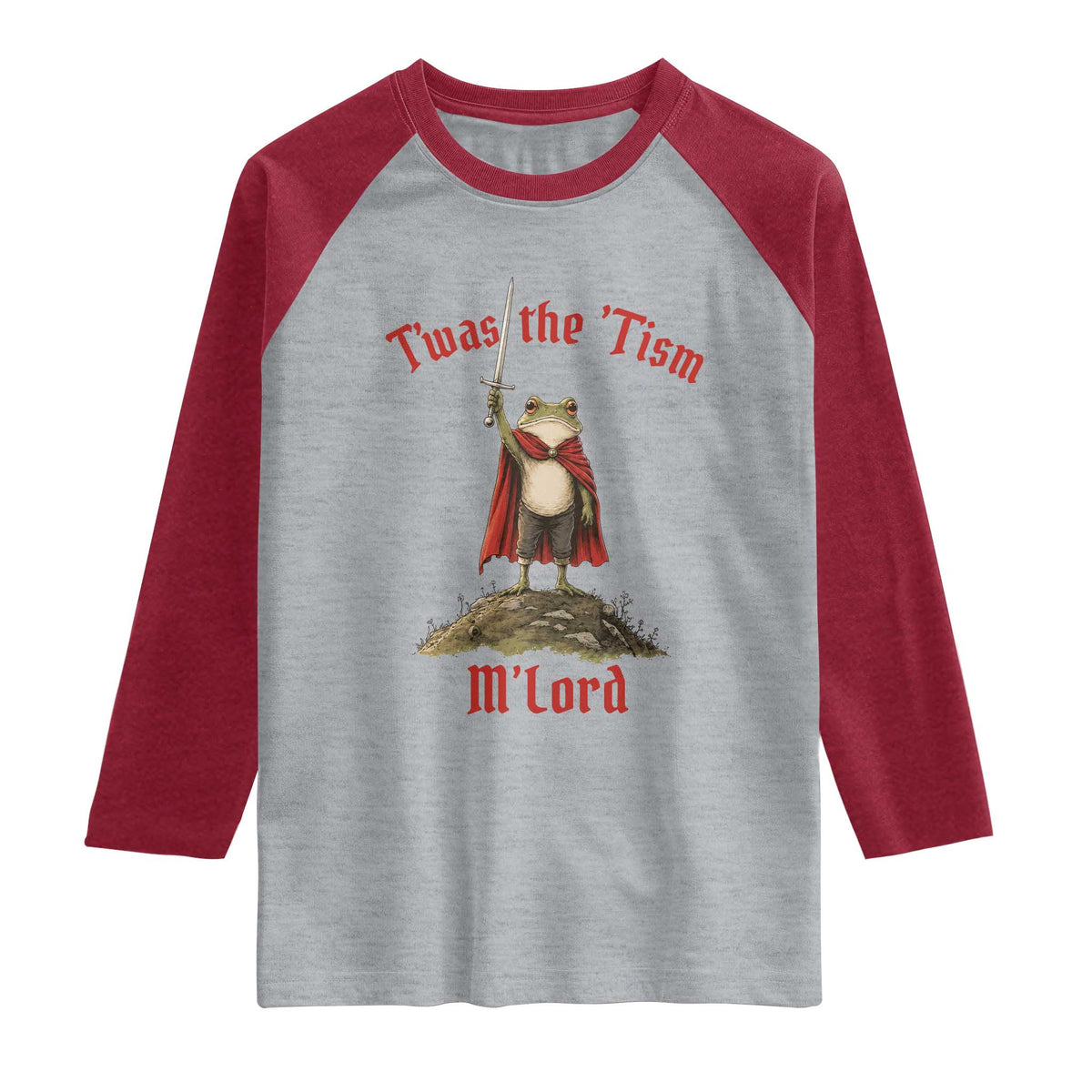 Funny Twas The Tism M Lord Medieval Knight Frog Raglan Shirt