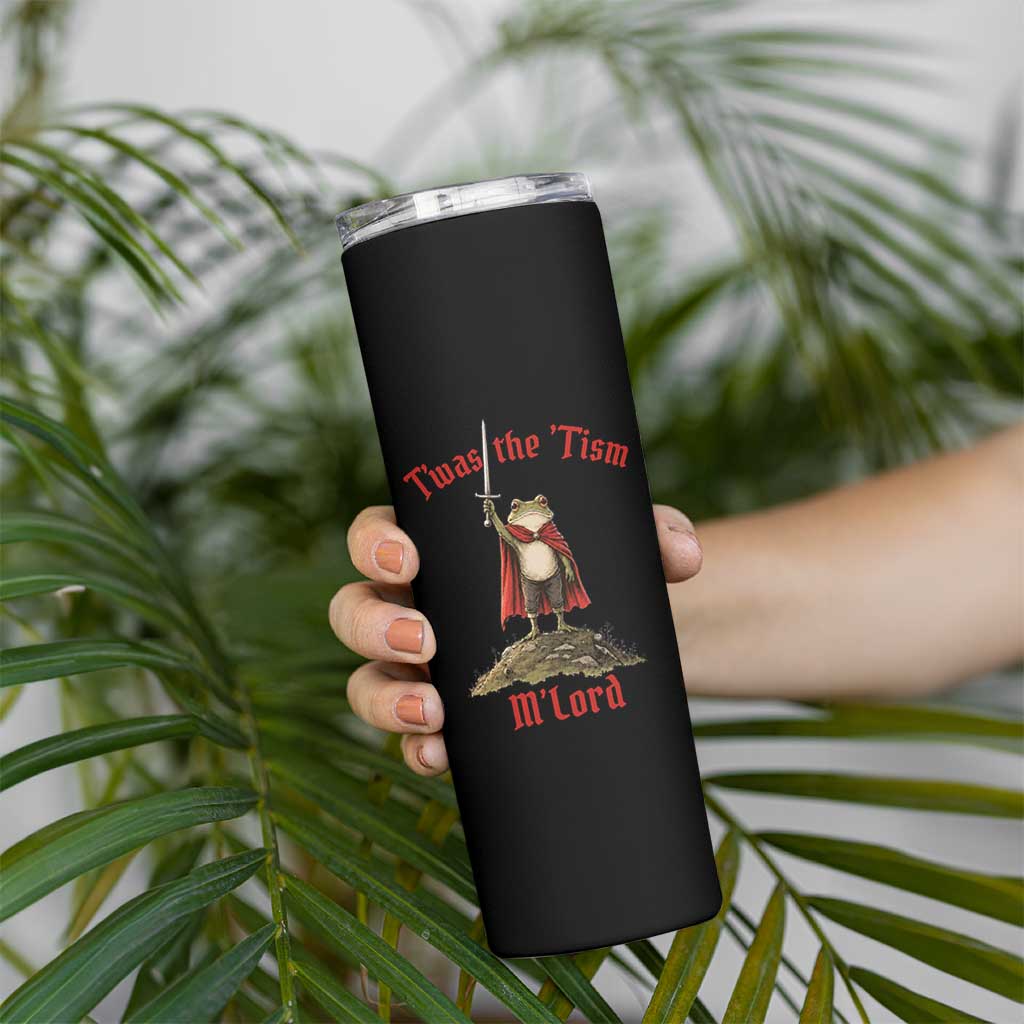 Funny Twas The Tism M Lord Medieval Knight Frog Skinny Tumbler