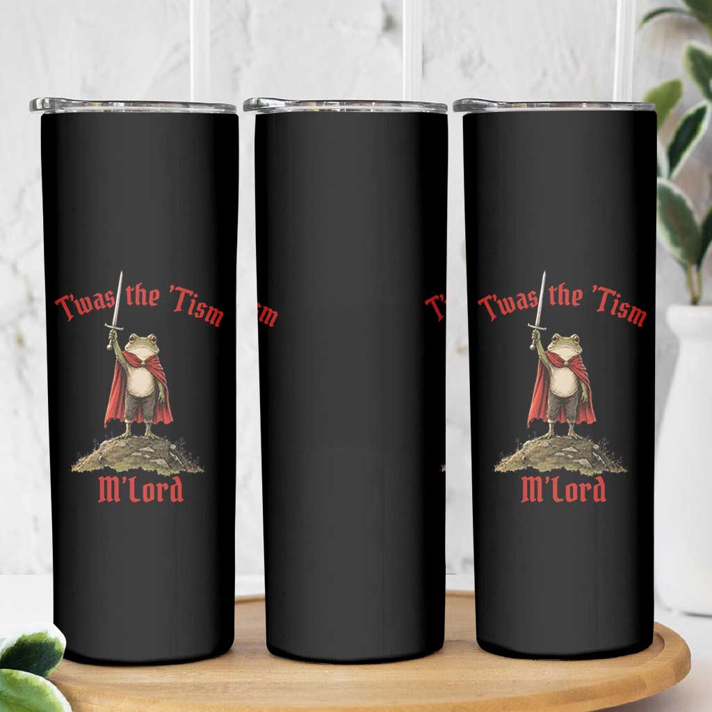 Funny Twas The Tism M Lord Medieval Knight Frog Skinny Tumbler