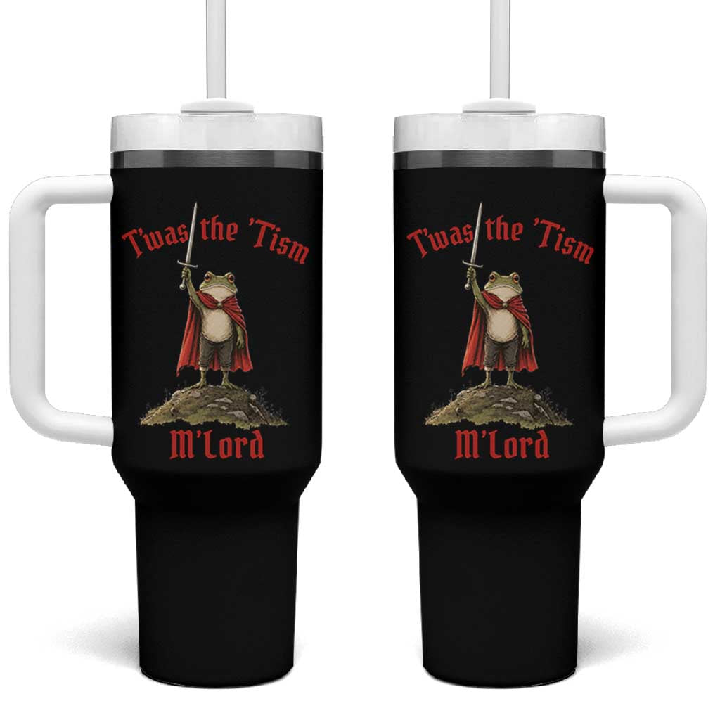Funny Twas The Tism M Lord Medieval Knight Frog Tumbler With Handle