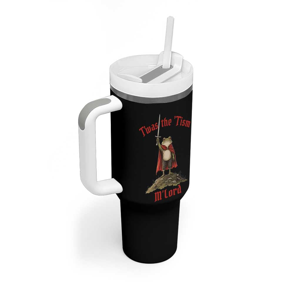 Funny Twas The Tism M Lord Medieval Knight Frog Tumbler With Handle