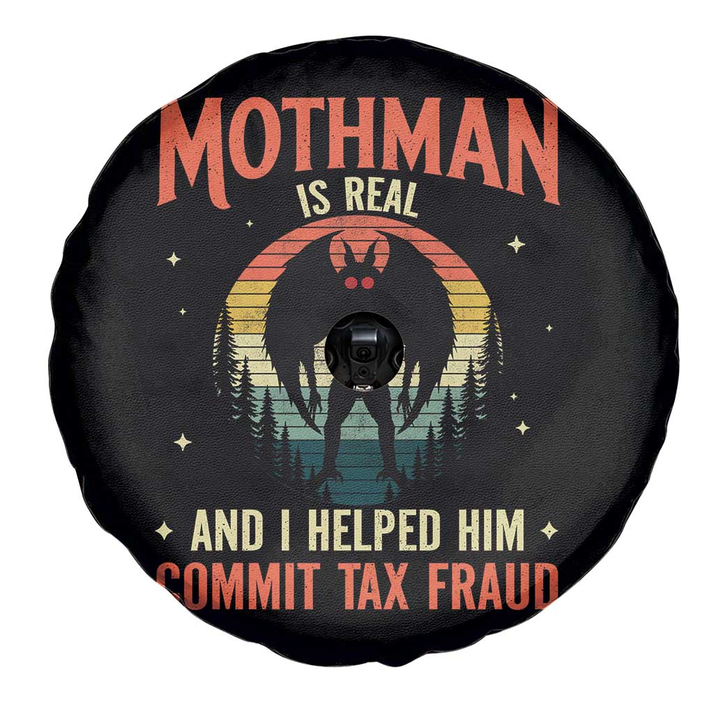 Funny Mothman Is Real And I Helped Him Commit Tax Fraud Spare Tire Cover Retro Cryptid Cryptozoology