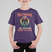 Funny Mothman Is Real And I Helped Him Commit Tax Fraud T Shirt For Kid Retro Cryptid Cryptozoology