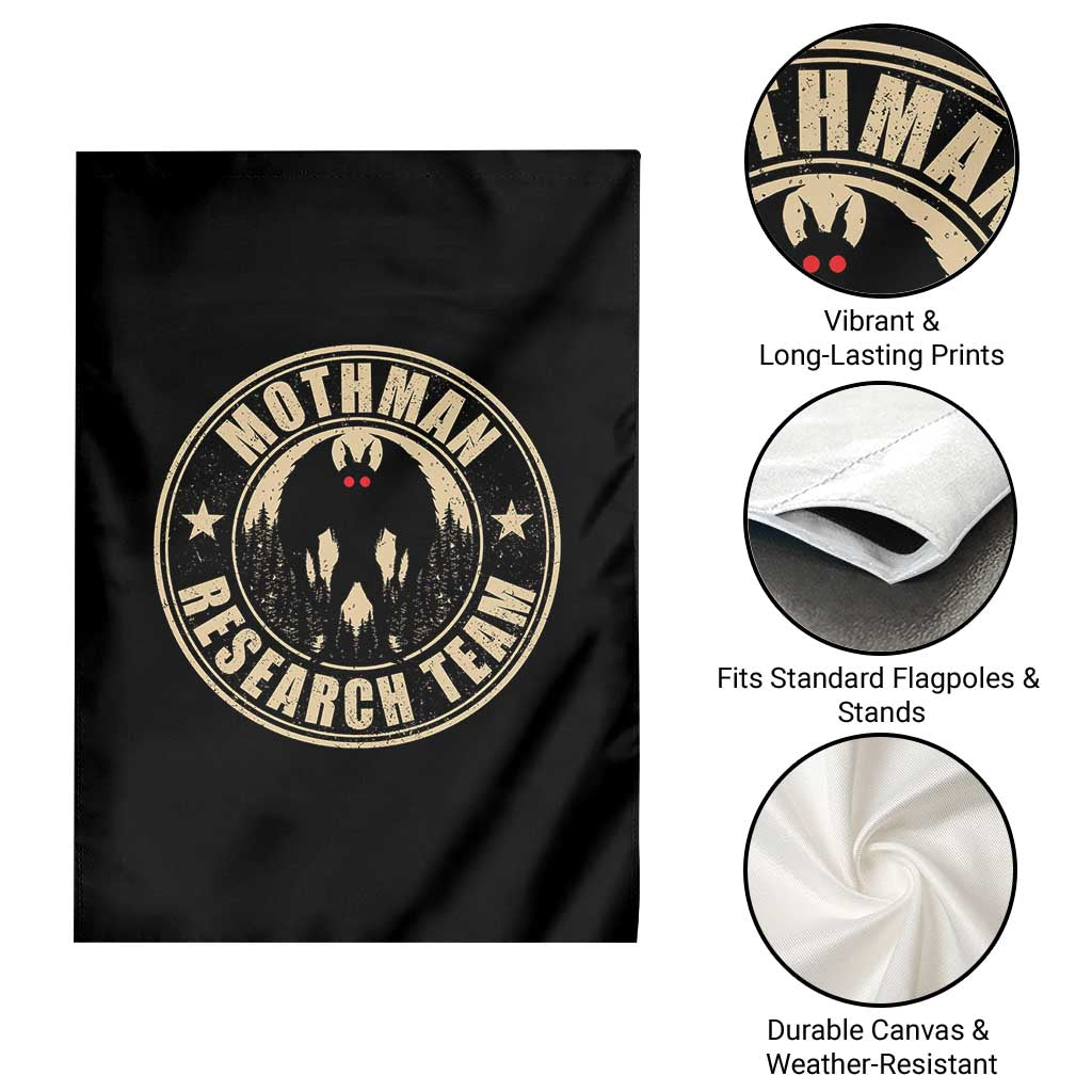 Funny Mothman Research Team Garden Flag Cryptozoology Cryptid Hunting