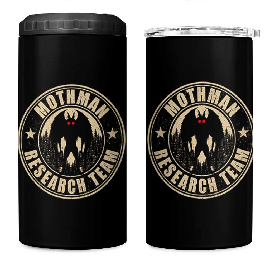Funny Mothman Research Team 4 in 1 Can Cooler Tumbler Cryptozoology Cryptid Hunting