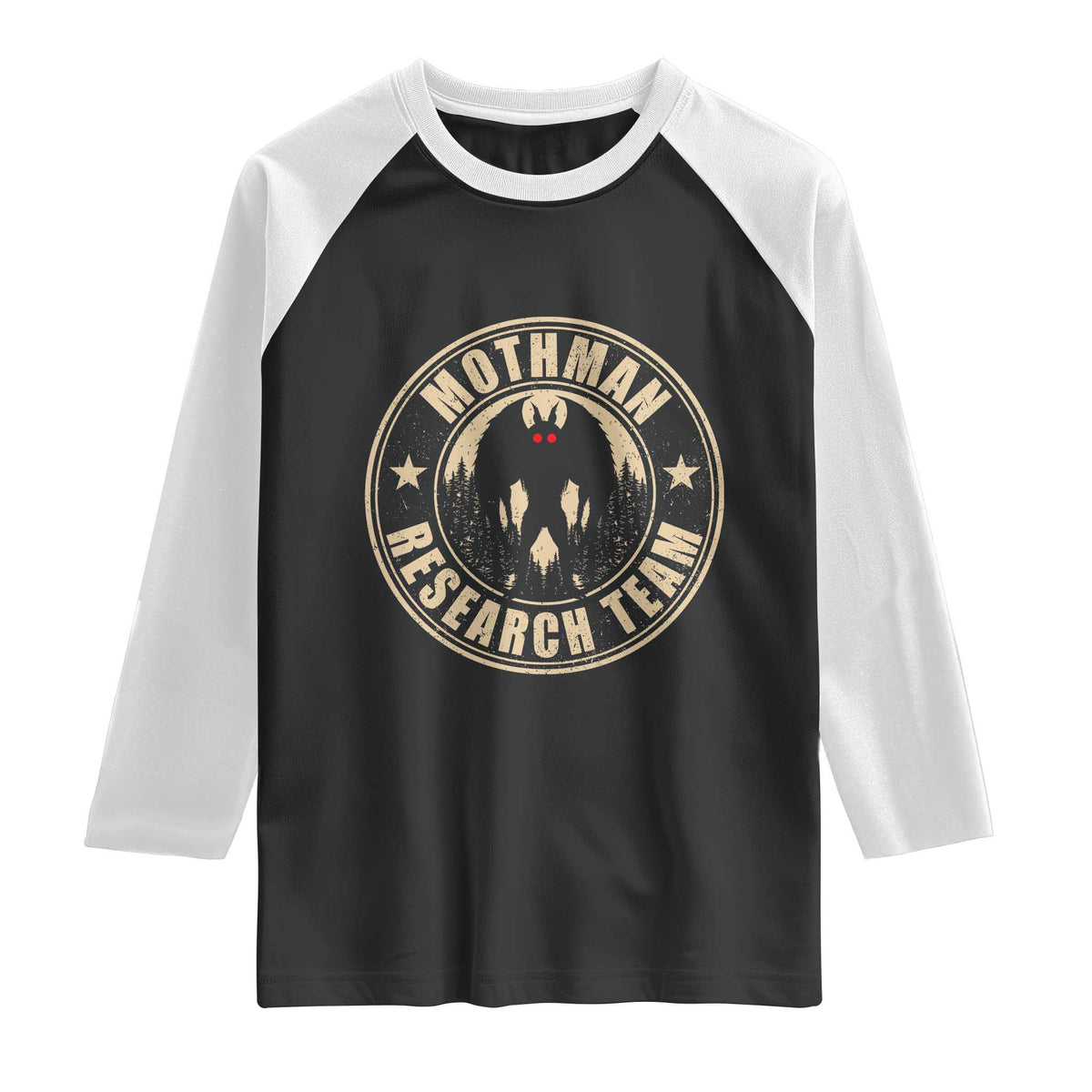 Funny Mothman Research Team Raglan Shirt Cryptozoology Cryptid Hunting