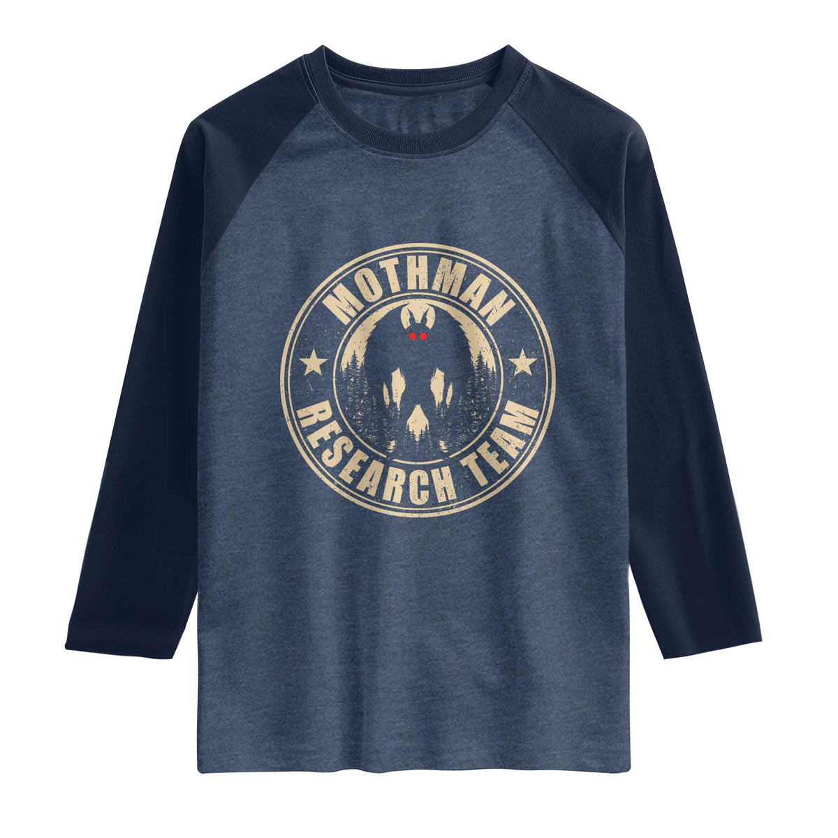 Funny Mothman Research Team Raglan Shirt Cryptozoology Cryptid Hunting
